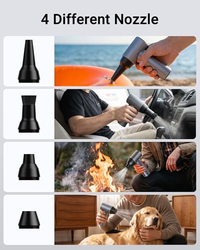 SwiftFlow X7 Compressed Air Duster, Ultra-Powerful Electric Air Duster, 3-Speed Adjustable Rechargeable Cordless Air Blower for Computer, Keyboard, Home, Outdoor and Car