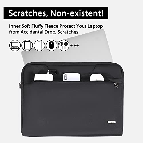 Voova Laptop Case 13 14 15 16 17 Inch with Shoulder Strap, Waterproof Laptop Bag Sleeve Slim Briefcase - color: Black, size: 15-16 inch