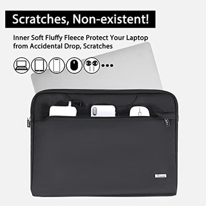 Voova Laptop Case 13 14 15 16 17 Inch with Shoulder Strap, Waterproof Laptop Bag Sleeve Slim Briefcase - color: Black, size: 17-17.3 Inch