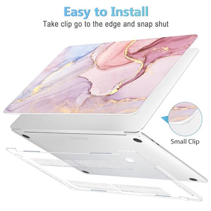 Mektron Case for MacBook Pro 16 inch A2141, Pink Marble Clear Hard Shell Cover 2020 2019 Pro 16-inch with Touch bar & Touch ID w/Keyboard Cover Skin Screen Protector Dust Plug - color: Pink Marble
