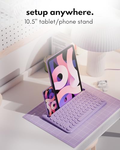 Macally Small Wireless Bluetooth Keyboard for iPad mini/Air/Pro, iPhone, Tablet, and Phone - 78 Key iPad Keyboard with Built-in Stand - Universal Compatible Multi Device - Purple - color: Purple