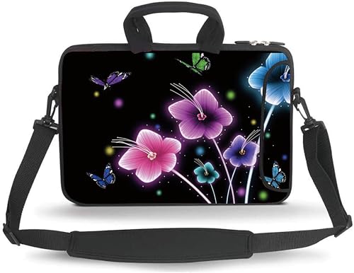 11 11.6 12 12.5 13 inches Case Laptop/Chromebook/Ultrabook/Notebook PC Messenger Bag Tablet Travel Case Neoprene Handle Sleeve with Shoulder Strap(Colorful Flowers) - color: Colorful Flowers, size: 11-13.3 inch