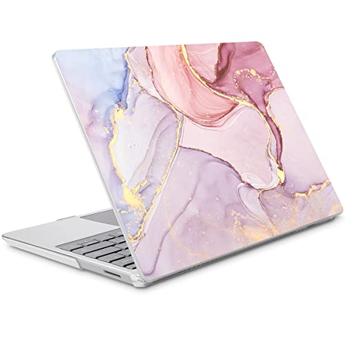 Mektron 2023 Microsoft Surface Laptop GO 3 Case 12.4" Compatible with Go 2/1 Laptop Cover 2022-2020 Releases Model 1943/2013 Plastic Hard Shell Case with Screen Protector, Pink Marble - color: Pink Marble