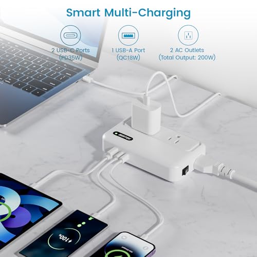 BESTEK 220V to 110V Converter with USB-C 35W, US to Europe Power Converter | with AU/EU/UK/India/South Africa Plug Adapter - color: Pearl White