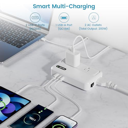 BESTEK 220V to 110V Converter with USB-C 35W, US to Europe Power Converter | with AU/EU/UK/India/South Africa Plug Adapter - color: Pearl White