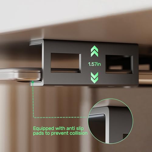 Under Desk Laptop Mount, 3Pcs Metal Laptop Holder for Desk | with Anti-Scratch Silicone Pad, Supports 1.2" Thick Devices (Black)