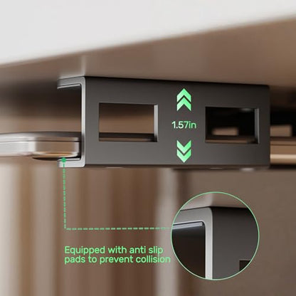 Under Desk Laptop Mount, 3Pcs Metal Laptop Holder for Desk | with Anti-Scratch Silicone Pad, Supports 1.2" Thick Devices (Black)