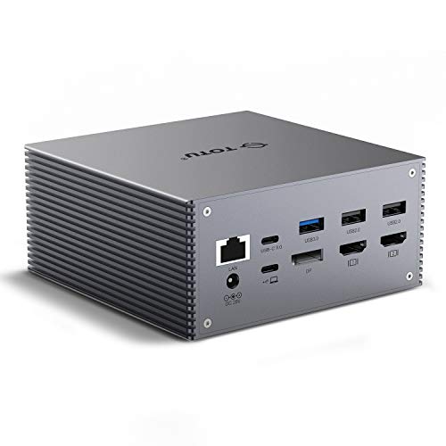 TOTU USB-C Triple Display Docking Station With Charging Support for MacBook Pro & Windows Type C Systems (2 HDMI, DP, 7 USB Ports, 60W PD), MacOS Mirror Mode Only, Space Grey