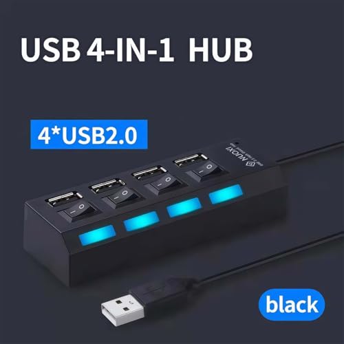 1 Pack 4 Port USB Hub 3.0,USB Hub Splitter with Individual On/Off Switches | Lights Compatible with Laptop,Flash Drive,Mobile HDD,PC - color: 4 Port