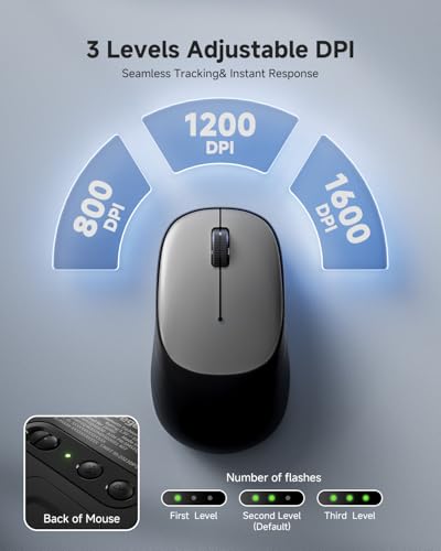 wegear Bluetooth Wireless Mouse for Laptop, PC, MacBook, Chromebook,1600 DPI Optical Tracking Blue Tooth Mice, Compact and Portable Computer Mouse for Work or Travel, 12-Month Battery Life-Black