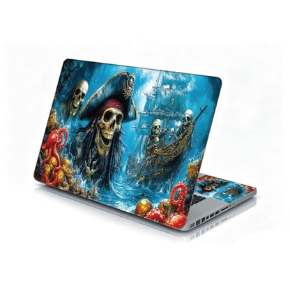 Universal Laptop Skin Sticker Decal, 12"-15.6" Aesthetic Vinyl Wrap | Pirate Skull Gold Octopus Waterproof Notebook Cover Art Protector for MacBook HP Dell Lenovo, Fits 13" 14" 15" 15.6" - color: Pirate Skull Gold Octopus