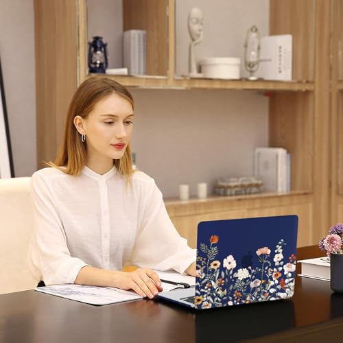 MOSISO Compatible with MacBook Air 13 inch Case M5 2026 M4 2025 M3 M2 2024-2022 A3449 A3240 A3113 A2681, Plastic Garden Flowers Hard Shell&Keyboard Cover&Screen Film for MacBook Air 13.6, Blue - color: Blue
