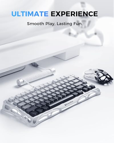 GravaStar Mercury K1 75% Wireless Mechanical Gaming Keyboard, Aluminum Alloy Exoskeleton Design, Gasket Custom Keyboard Hot-Swap Socket, Linear Switches, RGB Backlit【Gradient White】 - color: Gradient White