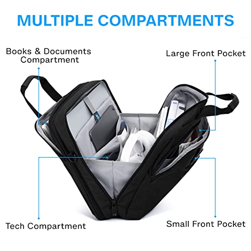 BAGSMART 17.3 Inch Laptop Bag Expandable Computer Bag Briefcase, Black | Men Women Laptop Shoulder Bag,Work Bag Business Travel Office - color: Black-17.3 Inch