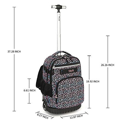 Tilami Rolling Backpack 18 inch Wheeled Laptop Backpack School College Student Travel Trip Boys and Girls (Colorful Leopard) - color: Colorful Leopard