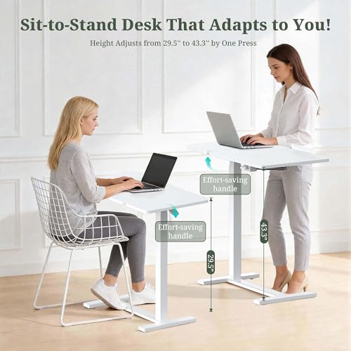 Mobile Standing Desk, Height Adjustable Laptop Desk with Tilting Top | Stable Steel Frame, Smooth Lift Mechanism, Adjustable Tilt Surface, Easy Assembly, Ideal for Home, Office & Dorm, White - color: White, style: Tilt Adjustable