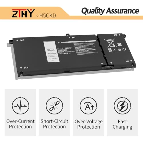 53Wh H5CKD Laptop Battery for Dell Inspiron 5400 5406 7405 7300 7306 7500 | 7506 2-in-1 Silver 5300 5301 5401 5402 5408 5409 5501 5502 5508 5509 Latitude 3410 3510 3120 3140 Vostro 5300 5301 5502 15V - size: 10.04*3.90*0.24 inch H5CKD