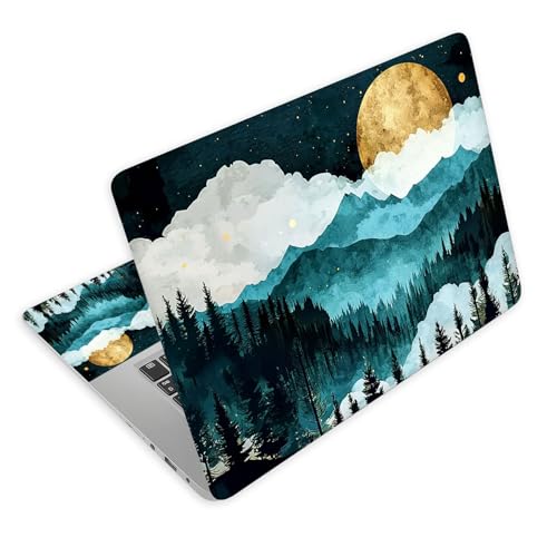 Universal Laptop Skin Decal, 3-Piece Vinyl Protector for 12 13 14 15.6" Notebook, Waterproof Anti-Scratch, Easy Trim & Bubble-Free Finish, Forest Landscape with Dark Blue - color: Forest Landscape with Dark Blue