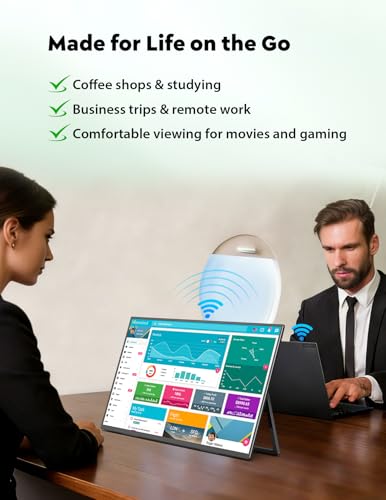 ZSCMALLS 23.8 Inch Wireless Portable Monitor with Built‑in Battery, 1080P FHD IPS Display, AirPlay & Miracast Screen Casting, No App Needed, USB‑C DP Alt Mode & HDMI, VESA - size: 23.8"