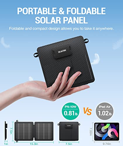 BLAVOR 20,000mAh PD 18W Solar Charger Power Bank Foldable-Black Plus 10W Portable Solar Charger(5V/2A Max)