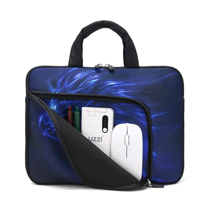 15 15.4 15.6 inch Laptop Handle Bag Computer Protect Notebook Sleeve Neoprene Cover Soft Carrying Case with Extra Pockets - color: Blue Dragon