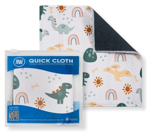 Microfiber Wholesale Quick Cloth Glasses Cleaning Cloths 8x8 Dinosaurs | 1-Pack with Case | Double-Sided Lens Cleaner for Eyeglasses, Camera & Screens | Reusable Microfiber Glass Polishing Cloths - color: Dinosaurs, size: 8"x8"