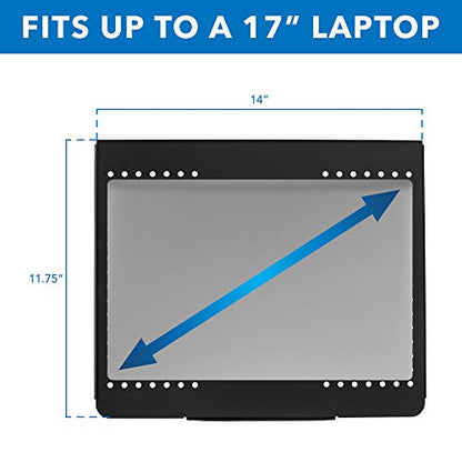 Mount-It! Laptop Desk Mount with Pole, Height Adjustable Laptop Stand Mount for Desk with Vented Tray, Full Motion Laptop Arm for 11–17 Inch Laptops, 22 lb Capacity, Clamp or Grommet Base