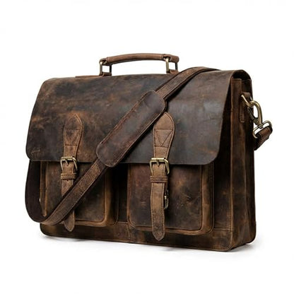cuero Retro Brown Laptop Messenger Bag Office Briefcase Crossbody Travel Bag For Men And Women Bag Office Laptop Bag - size: 20 inch laptop bag