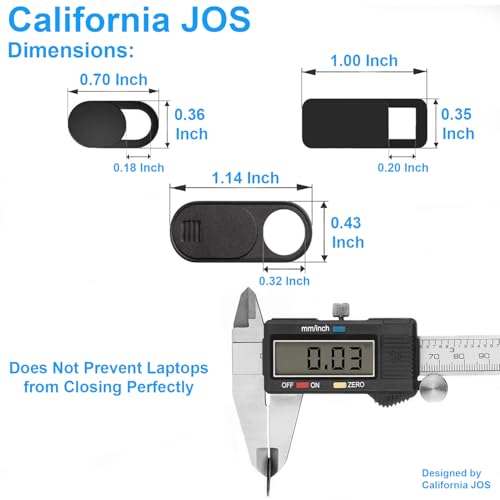 JOS California 9 Pack(3 Large + 3 Medium + 3 Small) 0.03 inch Ultra Thin Webcam Cover Slide Camera Blocker Protect Your Privacy Security for MacBook Air, Laptop, iPad, iMac, PC, iPhone - color: 9 PACK (3L+3M+3S) Black