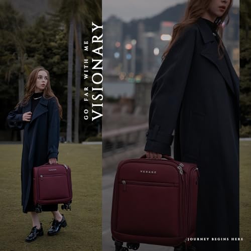 Verage Underseat Carry On Luggage with Wheels, 14.5-Inch Spinner Small Suitcase, Softside Lightweight Travel Bag for Men and Women, Airplane Carry On Bag, Burgundy Red - color: Truffle Red, size: Basic Underseat