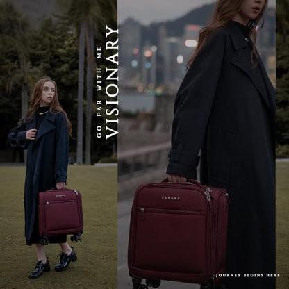 Verage Underseat Carry On Luggage with Wheels, 14.5-Inch Spinner Small Suitcase, Softside Lightweight Travel Bag for Men and Women, Airplane Carry On Bag, Burgundy Red - color: Truffle Red, size: Basic Underseat