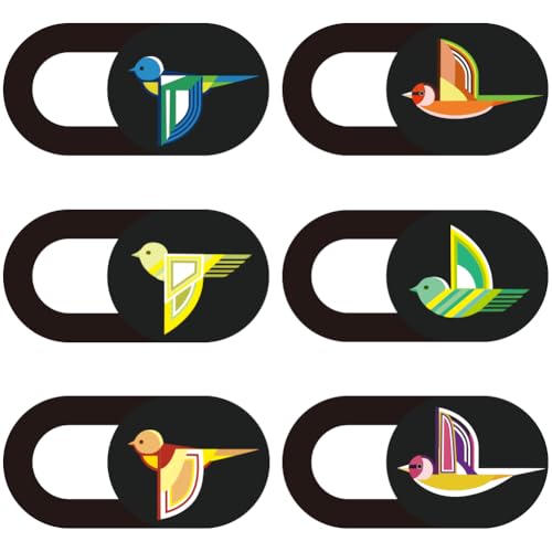 6Pcs 6 Styles Bird Cute Laptop Camera Cover Privacy Guard Accessories, 0.04 Inch Ultra Thin Webcam Cover Slide Protector Blocker for Desktop Computer Tablet Notebook Mini PC Office Use - color: Bird