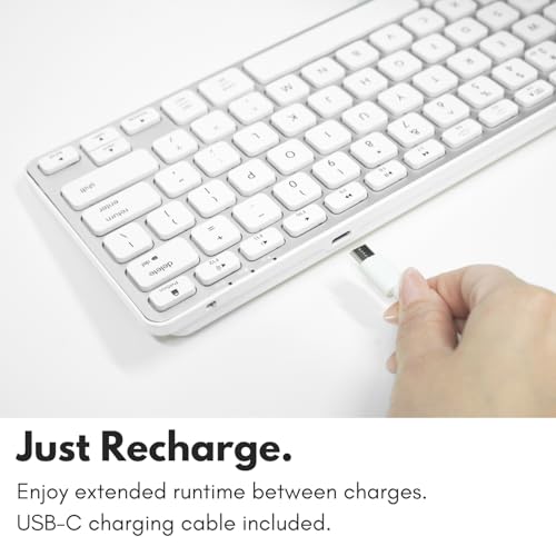 Macally Compact Backlit Bluetooth Keyboard for Mac – Space-Saving, Rechargeable Multi-Device Compatible Apple Wireless Keyboard for MacBook Pro/Air, iMac, Mac mini - color: Silver