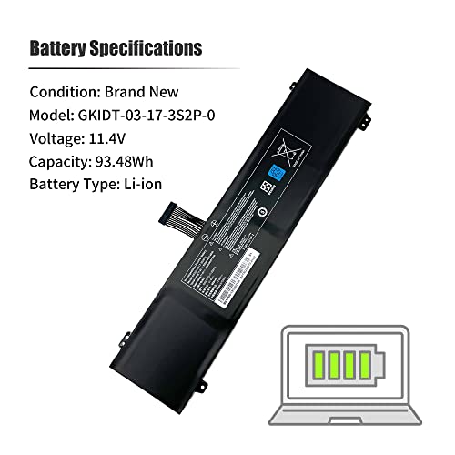 93.48Wh GKIDT-03-17-3S2P-0 Laptop Battery Compatible with Adata XPG Xenia 15 Schenker XMG Fusion 15 XFU15L19 Notebook GKIDT-00-13-3S2P-0 3ICP6/62/69-2 3ICP6/63/69-2 [11.4V 8200mAh 6-Cell]