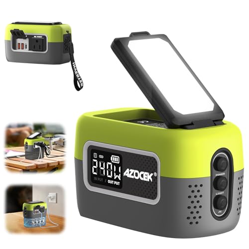 240W Power Inverter Pure Sine Wave Compatible with Ryobi 18V Battery | No Battery, 7A Fast Charger, Portable Power Station with 120V AC Outlets, USB-C (140W), 2 QC USB Ports(18W), 600LM LED(Green) - color: Green