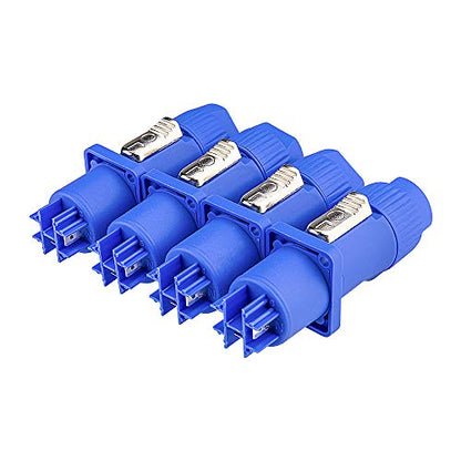Powercon Connectors, Compatible with Neutrik Nac3mpa Powercon Adapter in Connector to Panel Mount, Male to Power Cable Connectors 4 Packs - color: 4 Set Blue