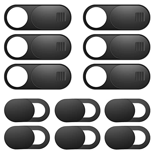 ZUCUCUC Laptop Camera Cover Slide, 12 Pack Webcam Cover, Phone Camera Cover, Ultra-Thin Computer Slide - Fits Most Laptop, Desktop, PC, Tablet, Smartphone to Protect Your Privacy and Security - color: Black (Small 6 Pcs+Large 6 Pcs)