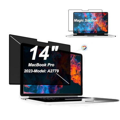 Laptop Privacy Screen 14 Inch MacBook Pro(2023), Magnetic Removable Matte Privacy Filter, Anti-Glare Blue Light Filter. Security Protector Film for Mac Pro. Model: A2779