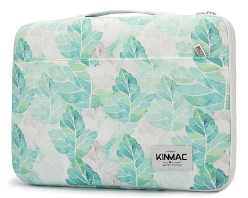 Kinmac 360° Heavy Duty Protective Laptop Sleeve Case Bag Cover with Handle for MacBook Air 13 inch,iPad Pro 13 inch and 13.3 inch HP,Dell,Lenovo,Asus,Acer Laptop (Green Leaf) - color: Green Leaf, size: 12 inch-13.3 inch