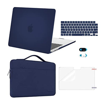 MOSISO Compatible with MacBook Air 13 inch Case M5 2026 M4 2025 M3 M2 2024-2022 A3449 A3240 A3113 A2681,Hard Shell&Sleeve Bag&Keyboard Skin&Webcam Cover&ScreenFilm for MacBook Air 13.6, Navy Blue - color: Navy Blue