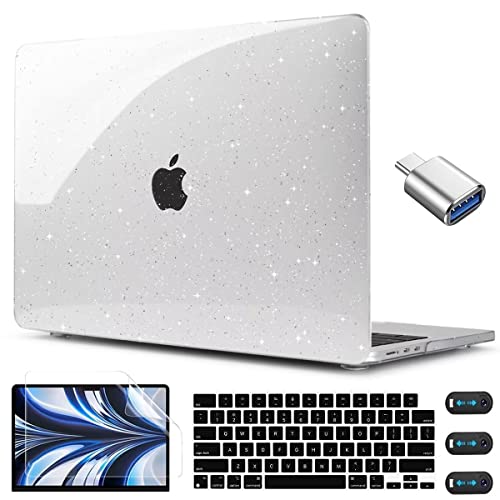CISSOOK Compatible with MacBook Air 13.6 inch Case A3449 A3240 A3113 A2681 | 2026 2025 2024 2023 2022, Sparkly Hard Shell Case Keyboard Cover for MacBook Air 13 inch M2 M3 M4 M5, Glitter Clear - color: Air13.6inch-Clear Glitter Star