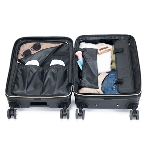 Kenneth Cole REACTION Madison Square Lightweight Hardside Chevron Expandable Spinner Luggage, Black, 20-Inch Carry On - color: Black, size: 20-Inch Carry On