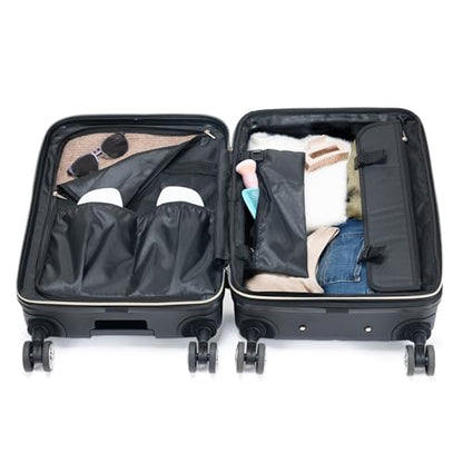 Kenneth Cole REACTION Madison Square Lightweight Hardside Chevron Expandable Spinner Luggage, Black, 2-Piece (20" Carry On + Tote) - color: Black, size: 2-Piece (20" Carry On + Tote)