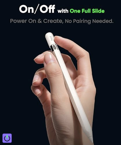 Pencil USB-C for iPad 2018-2026: Magnetic Wireless Charging Stylus - Only for iPad Pro 11"(1-4th), 12.9"(3-6th), Air 4/5&Mini 6, Slide-Switch&Hidden-Port, Tilt Sensitivity&Palm Rejection, White
