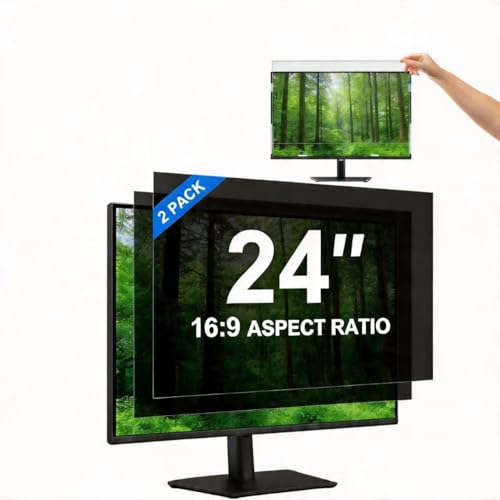 2 Pack 24 Inch 16:9 Computer Privacy Screen Filter, Anti-Scratch Anti-Spy Anti-Glare Blue Light Blocking Protector, ideal for home office and workplace use - size: 24 Inch