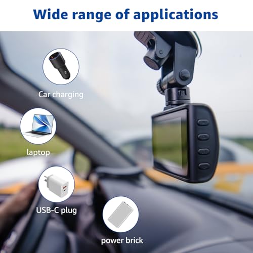 USB-C to DC Car Charger Cable for Furrion FOS07TADS Vision S Monitor Replacement Power Supply Cord for 7inch Screen Display Compatible with Hitch Wireless Backup Camera FOS48TA-BL FOS48TAPK-BL - size: 6.56FT