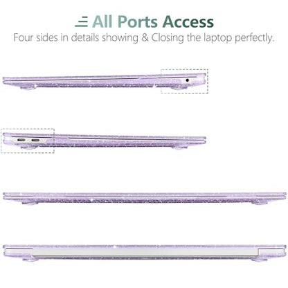 DONGKE for MacBook Air 13 inch Case 2021-2018 Release A2337 M1 A2179 A1932, Bling Plastic Hard Shell Case & Keyboard Cover Only Compatible with MacBook Air 13 inch Retina Fits Touch ID, Sparkly Purple - color: Sparkly Purple