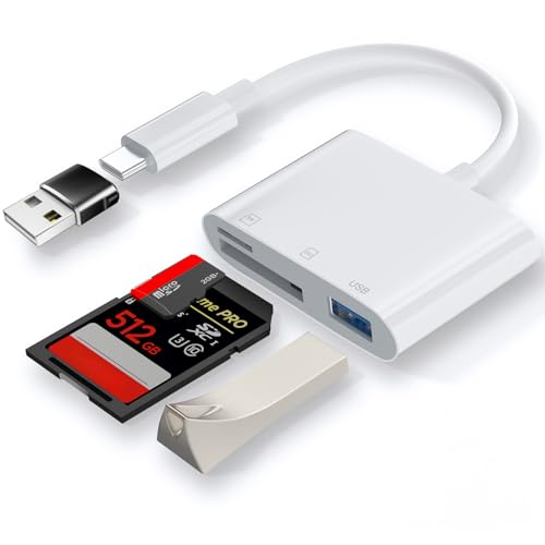 SD Card Reader,Micro SD Card Reader for iPhone 17 16 15/iPad/Mac/Laptop，3 in 1 sd Card Reader with Dual Slots & USB Port for Mac MacBook Pro/Air/Mini Android Laptop More USBC Typec Devices - size: Three Slots(SD+TF+CF for USBC)