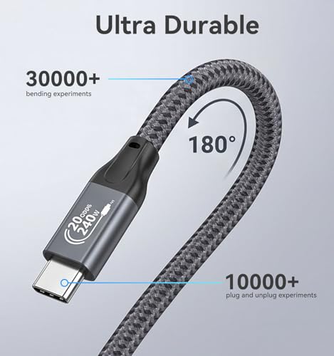 3FT USB C to USB C 3.2 Gen 2 X 2 Video Cable for Monitor, 240 Watt Fast Charging Cable, 20Gbps High Speed Data Transfer Cable, 4k@60Hz Full Function Display Cable for iPhone 17, Laptop, SSD, Hub, eGPU - color: 3FT