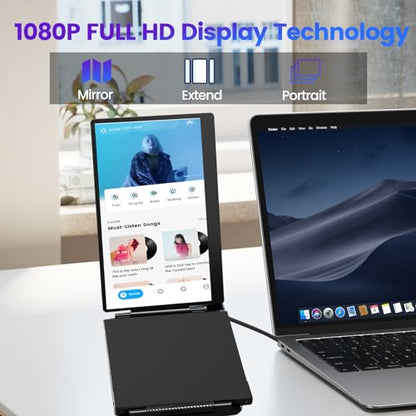 Azeyou 15.6" Triple Laptop Screen Extender - FHD 1080P Portable Monitor & Gaming Monitor, USB-C/HDMI Plug & Play Second External Monitor for 14”-17” Laptops, PC, Mac, Phone